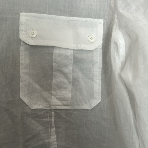 Talbots White 3/4” sleeves, sheer White tunic.  Sophisticated look🙌🏻 - Picture 2 of 6